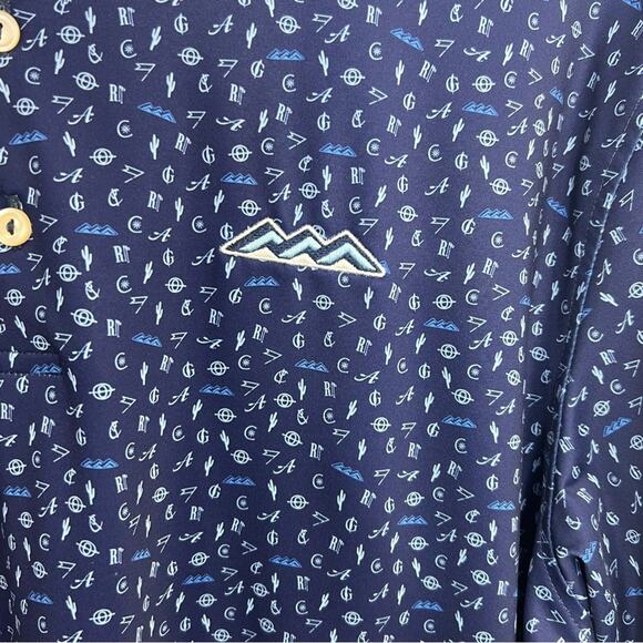Peter Millar Summer Comfort Performance Golf Polo Navy Print Shirt Size Medium - Picture 5 of 11